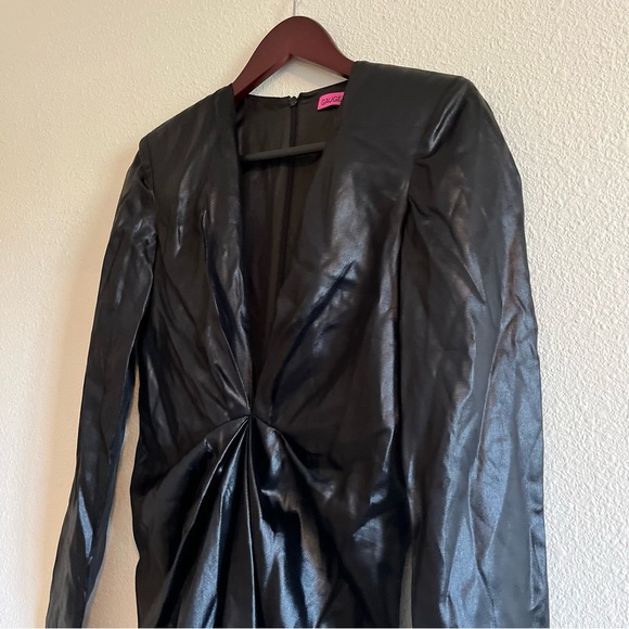 GAUGE81 Zarate black satin long sleeves cocktail evening mini dress Size Small - Picture 3 of 9